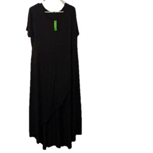 AYIFU Short Sleeve Casual Flowy High Low Maxi Dress Black Women Size XXL